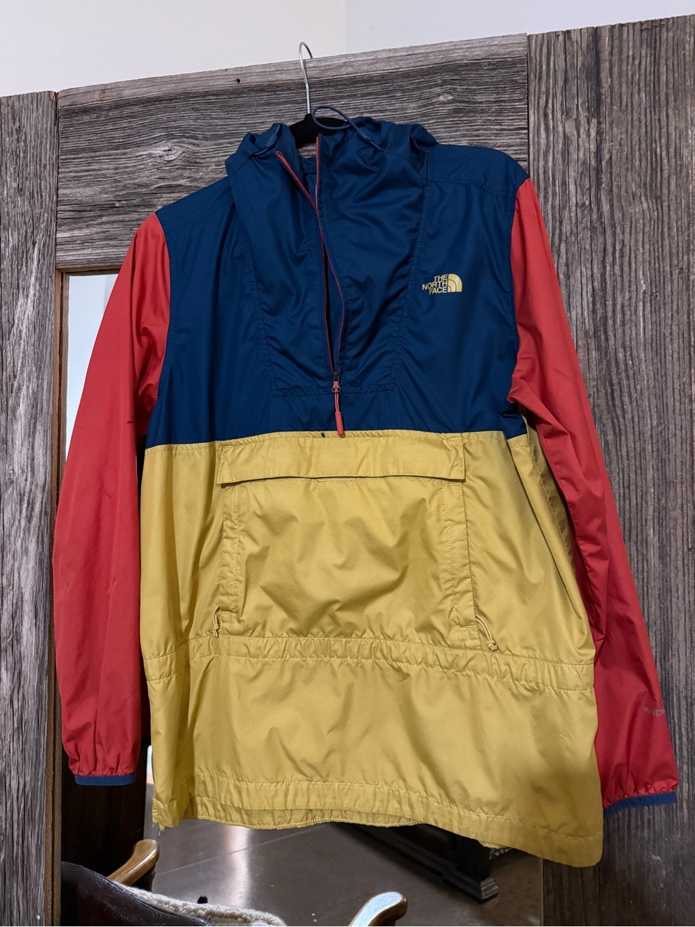 The North Face Woman’s Medium Colorblock Windbreaker Jacket - Navy/Red/Yellow